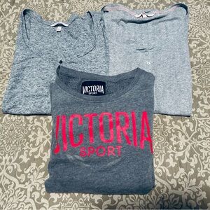 Victoria's Secret Gray and red Long Sleeve Tees